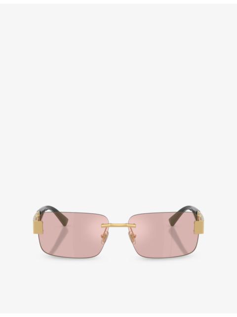 VERSACE VE2298 Rectangle-Frame Metal Sunglasses