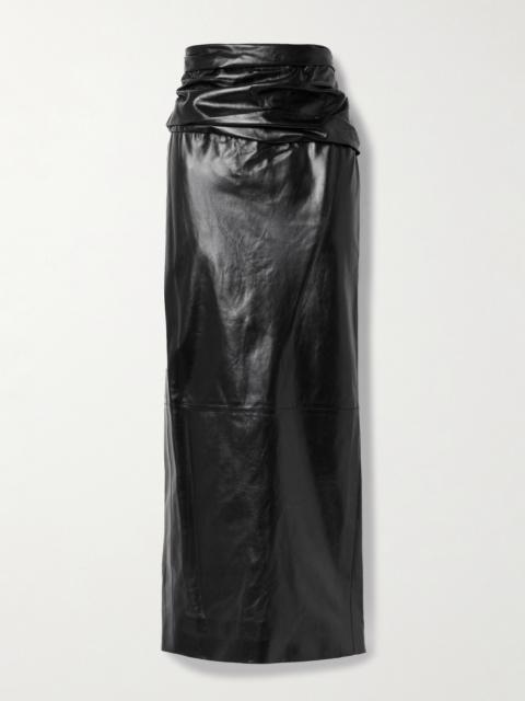 KHAITE Winler Gathered Leather Maxi Skirt