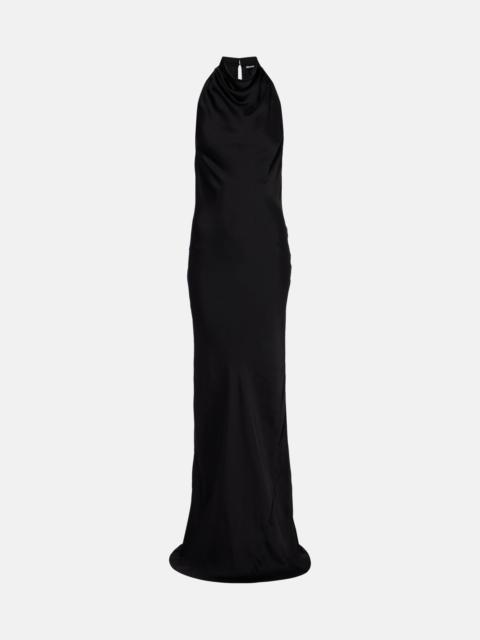 ROTATE Halterneck satin maxi dress