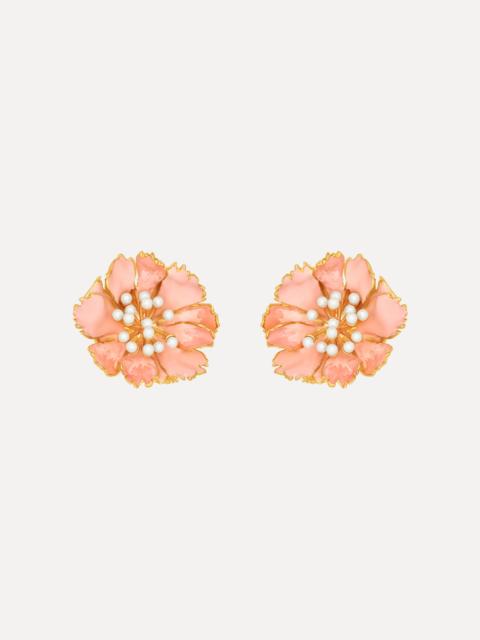 Oscar de la Renta ENAMEL CARNATION CLIP-ON EARRINGS