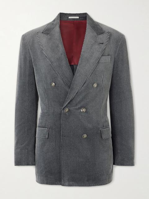 Brunello Cucinelli Slim-Fit Double-Breasted Cotton-Corduroy Suit Jacket