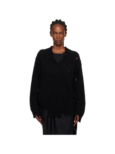 Junya Watanabe Black Patchwork V-Neck Sweater