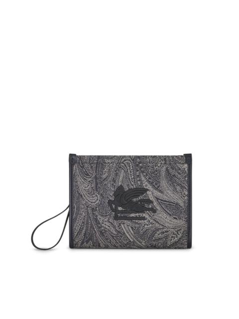 Pegaso-motif paisley clutch bag