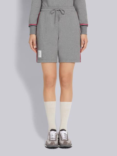 Medium Grey Cotton Loopback Contrast Stripe Framing Mid-thigh Shorts