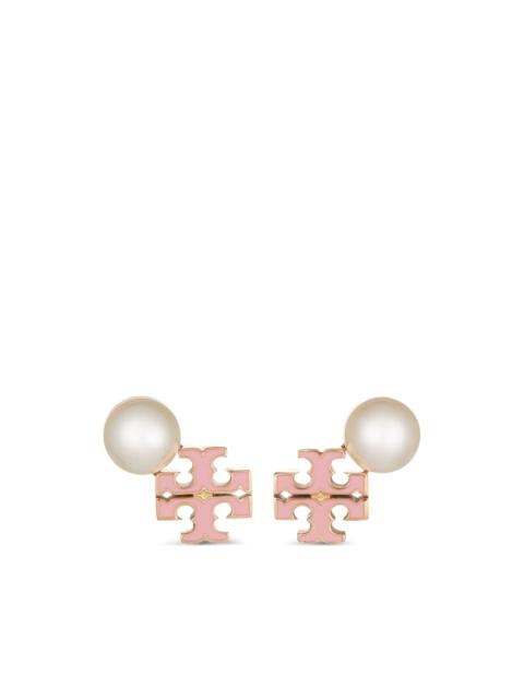 TORY BURCH Moondance logo pearl earrings