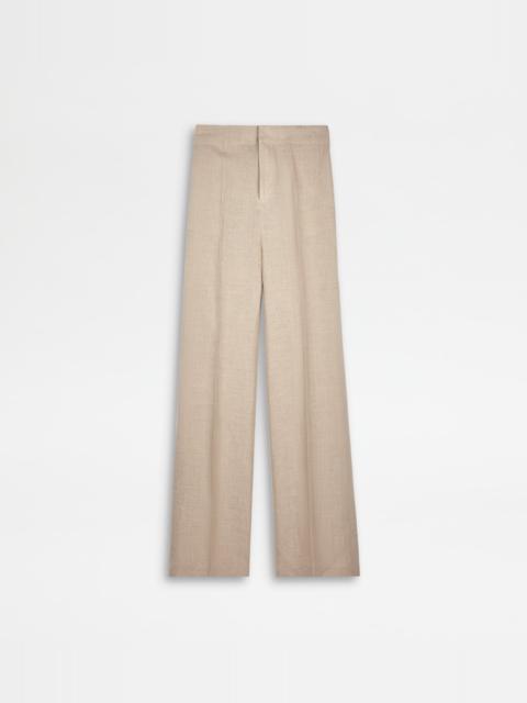 Tod's PANTS IN LINEN - BEIGE