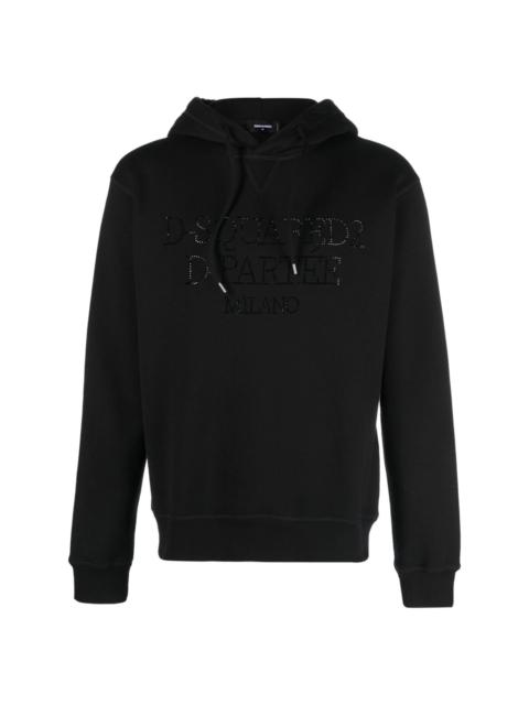 rhinestone-embellished cotton hoodie