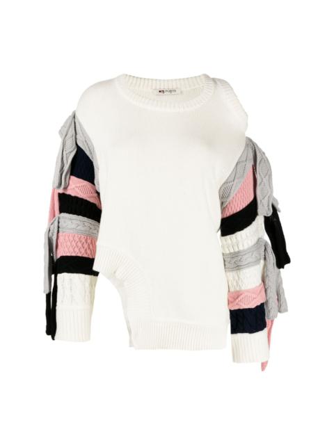 asymmetric panelled knitted jumper