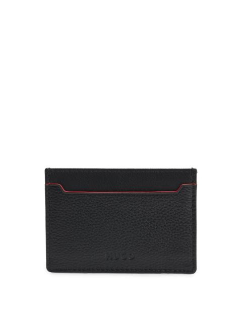 HUGO GRAINED-LEATHER CARD HOLDER WITH EMBOSSED LOGO
