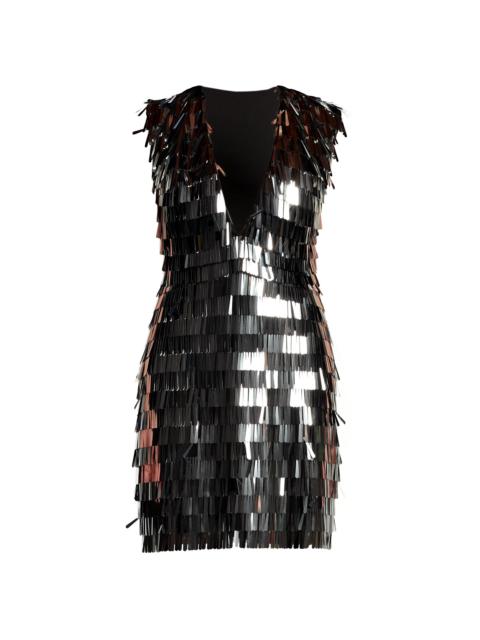 TADASHI SHOJI Women's Tiered Sequin Fringe Minidress - Silver Black