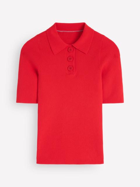 BODEN Rhianne Cotton Rib Jumper-Poppy Red