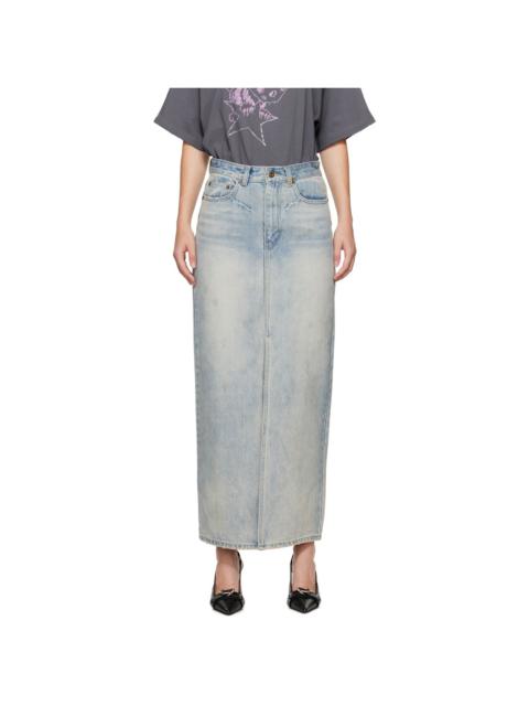 Blue Washed Denim Maxi Skirt