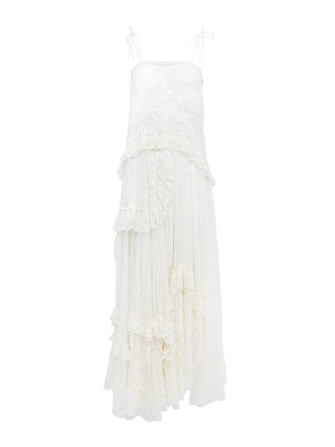 Chloé THIN-STRAP LONG DRESS IN EMBROIDERED LACE