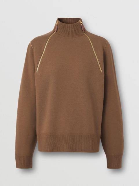 Burberry Monogram Motif Wool Blend Funnel Neck Sweater