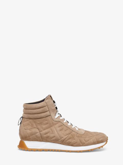 FENDI Beige suede high-tops