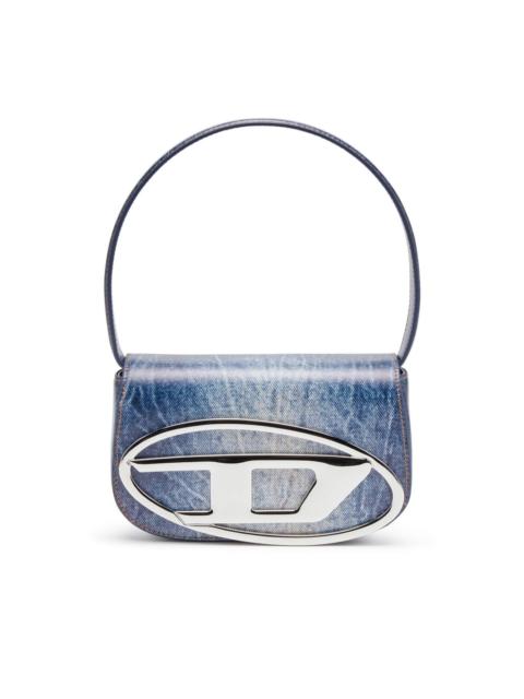 1DR denim-print leather bag