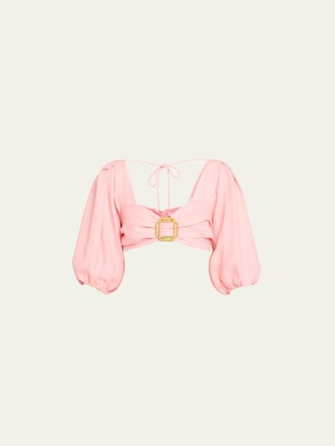 RAMY BROOK Kelsey Balloon-Sleeve Cropped Blouse