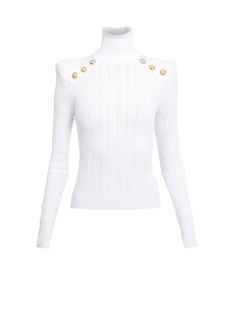Knit sweater with gold-tone buttons