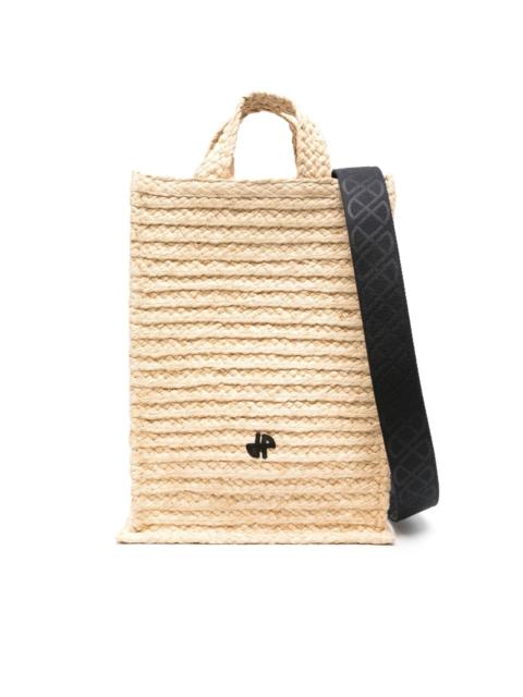 PATOU Vertical JP-appliquÃ© raffia tote bag