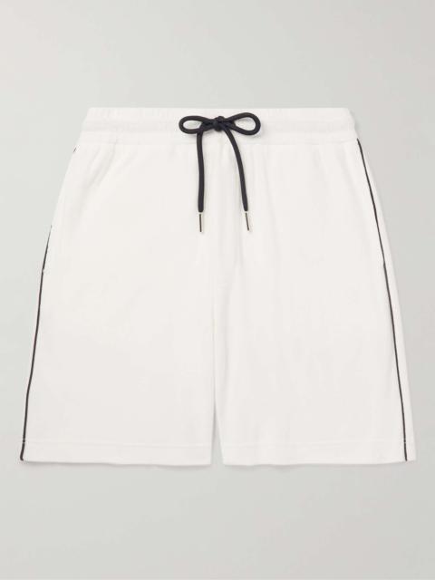 Straight-Leg Piped Cotton-Terry Drawstring Shorts