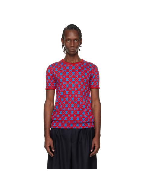 Dries Van Noten Red & Blue Jacquard T-shirt