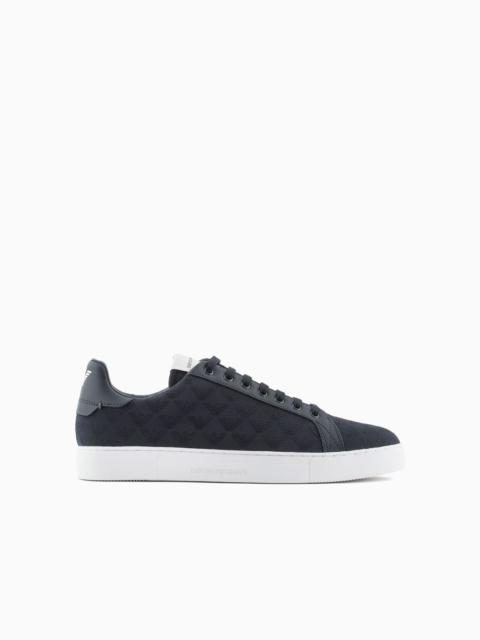 EMPORIO ARMANI Nylon sneakers with jacquard all-over eagle