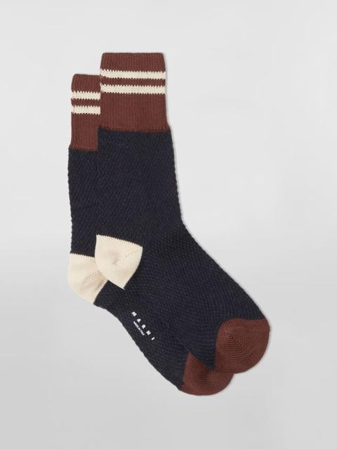 Marni BLUE COTTON AND NYLON SOCK