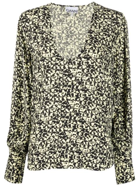 GANNI abstract-print blouse
