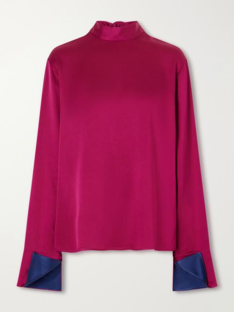 Stella McCartney Tie-detailed satin blouse Fuchsia