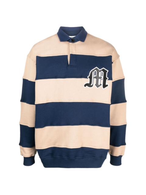 logo-patch striped polo sweatshirt