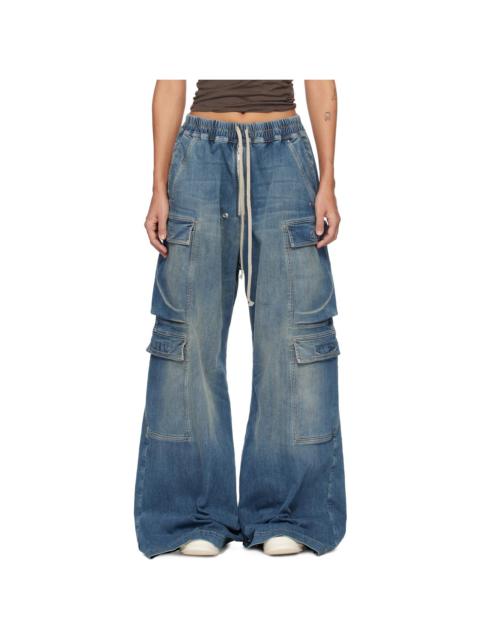 Rick Owens DRKSHDW Blue Temple Double Cargo Jumbo Belas Jeans