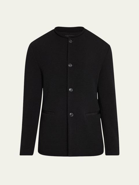 Men's Textured Band-Collar Blazer