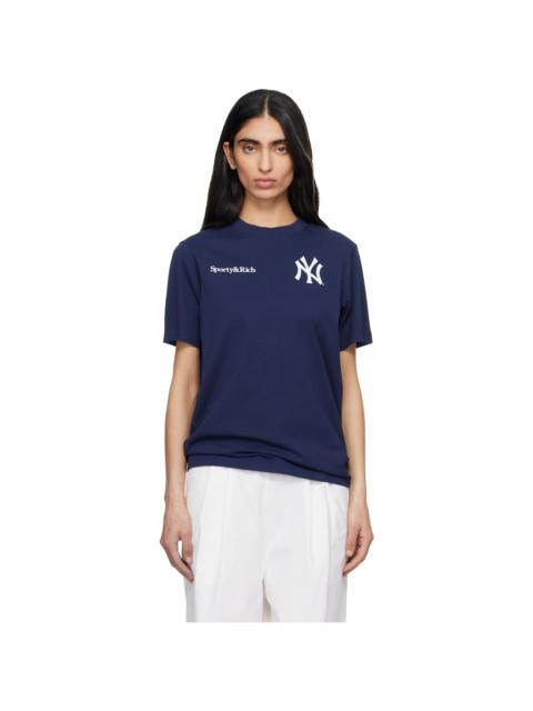Sporty & Rich Navy '47 Edition 'Yankees' Curve T-shirt
