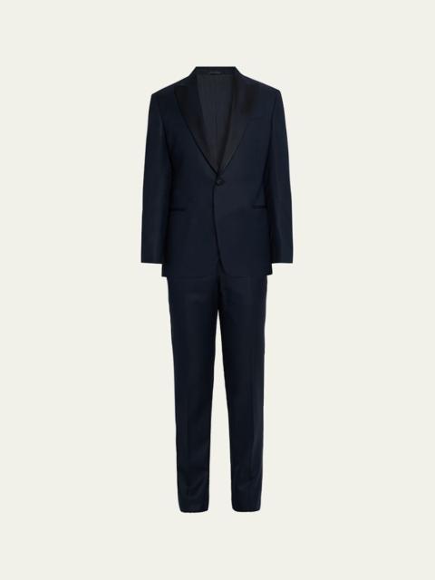 GIORGIO ARMANI Men's Micro Geometric Satin Peak Lapel Tuxedo