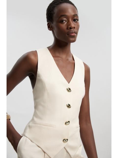KAREN MILLEN Tailored Linen Corset Back Detail Waistcoat