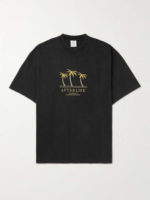 VETEMENTS Oversized Embroidered Distressed Cotton-Jersey T-Shirt