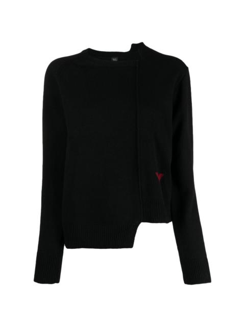 logo intarsia-knit asymmetric jumper