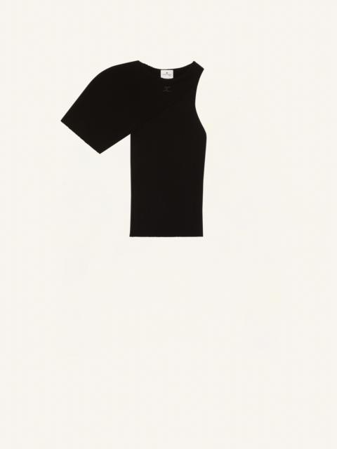 courrèges ASYMETRICAL WAVE RIB KNIT SWEATER