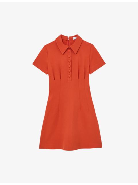REISS Marlie Button-Front Woven Mini Dress