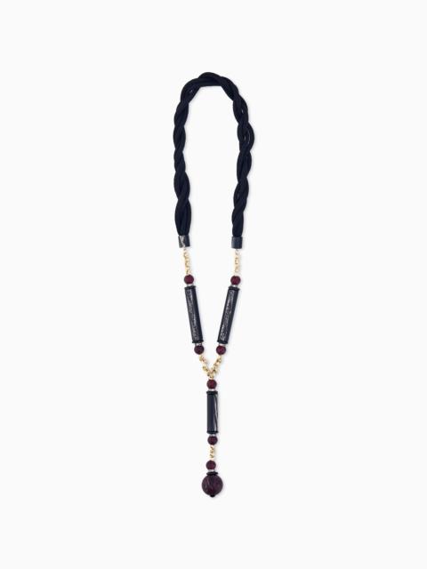 GIORGIO ARMANI NECKLACE IN VISCOSE AND BRASS WITH ACRYLIC AND GLASS