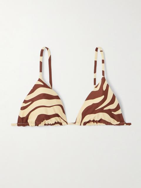 Johanna Ortiz Konibo Tasseled Printed Recycled Triangle Bikini Top