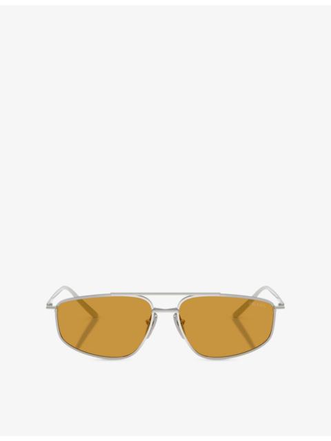 Prada PR C51S Pillow-Frame Metal Sunglasses