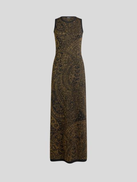 Etro LONG DRESS IN WOOL-BLEND JACQUARD WITH METALLIC PAISLEY MOTIF