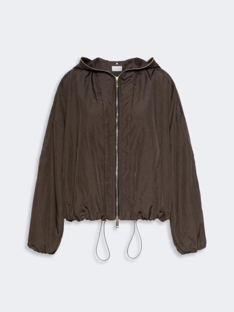 Sportmax RONCHI Short crinkled fabric raincoat - DARK BROWN