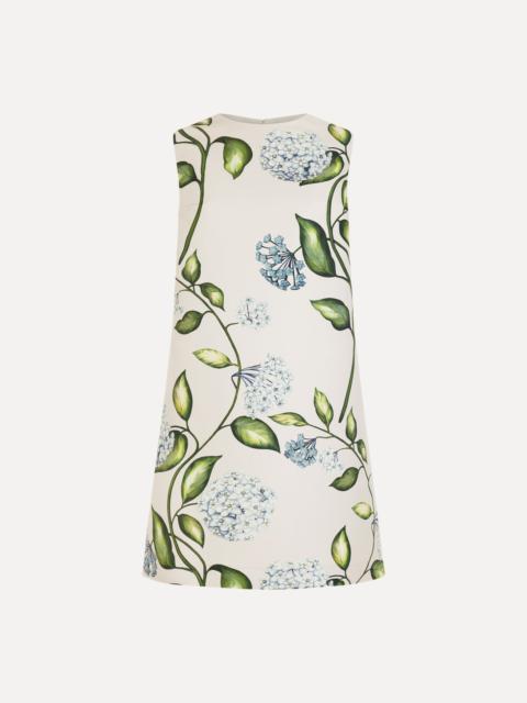 Oscar de la Renta PORCELAIN FLOWER FAILLE SHIFT DRESS