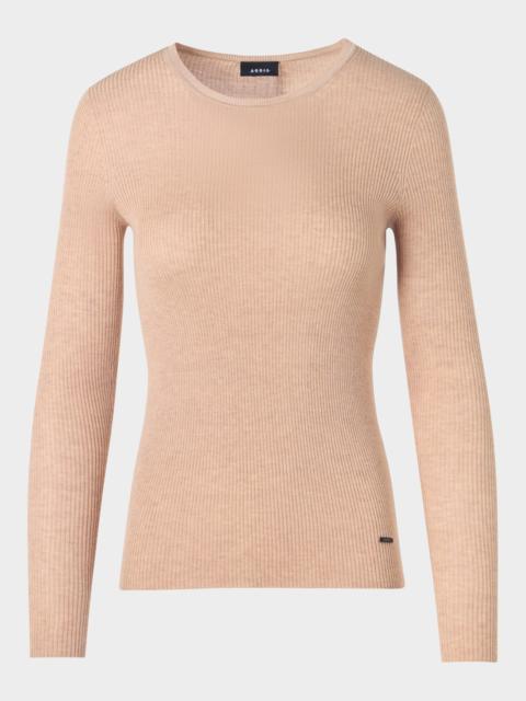AKRIS Silk-Cotton Fitted Rib-Knit Sweater
