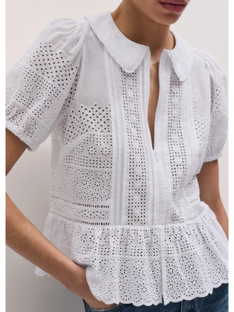 ME+EM Broderie Peplum Top