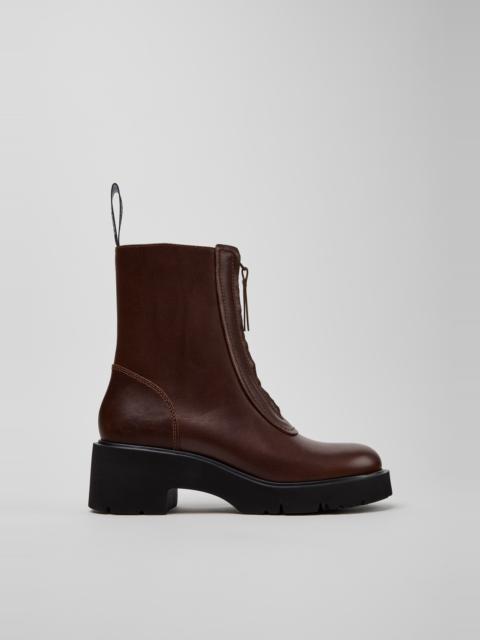 CAMPER Milah Brown Leather Ankle Boots for Women.