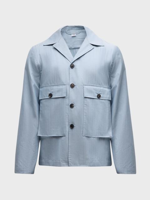 Men's Cotton-Silk Houndstooth Shirt Jacket