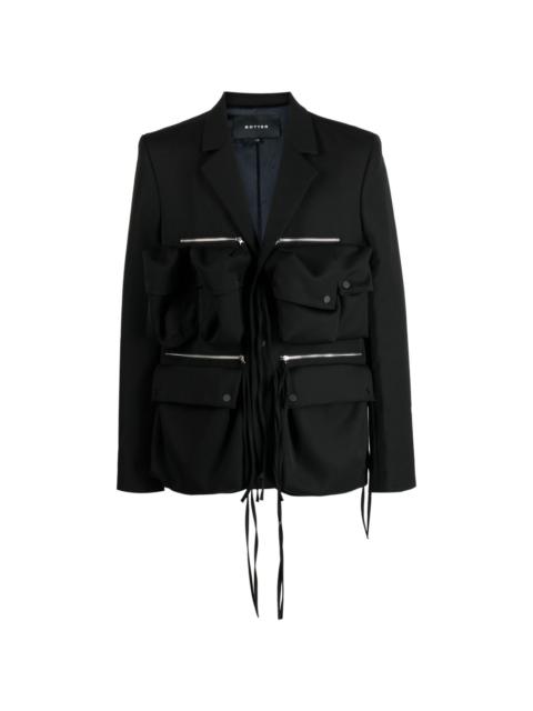 notched-lapel cargo-pocket blazer